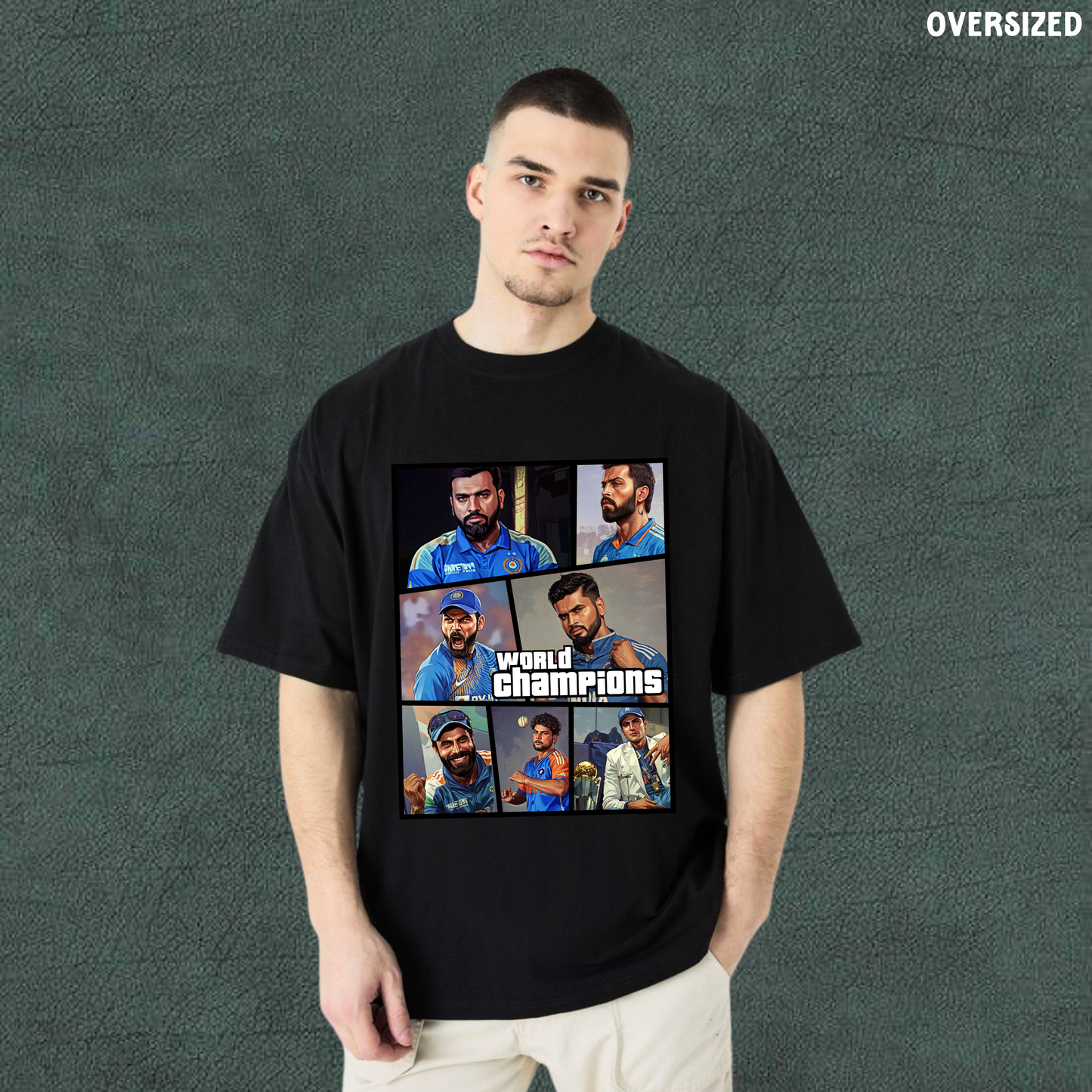 World Champions India | Black Oversized Tshirt