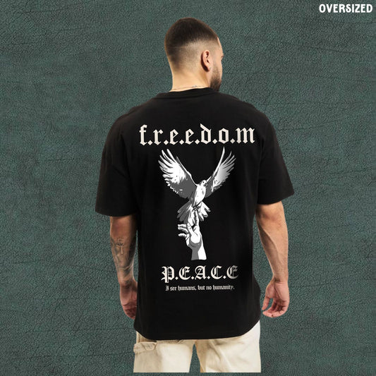 Freedom & Peace | Black Oversized Tshirt