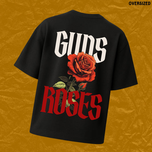 Guns and Roses | Black Oversized Tshirt