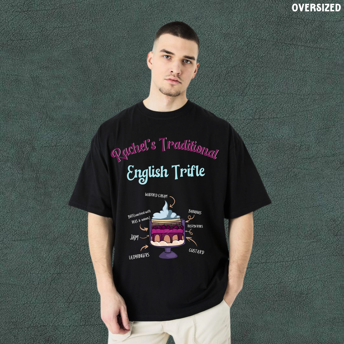 Traditional Cake - F*R*I*E*N*D*S | Black Oversized Tshirt