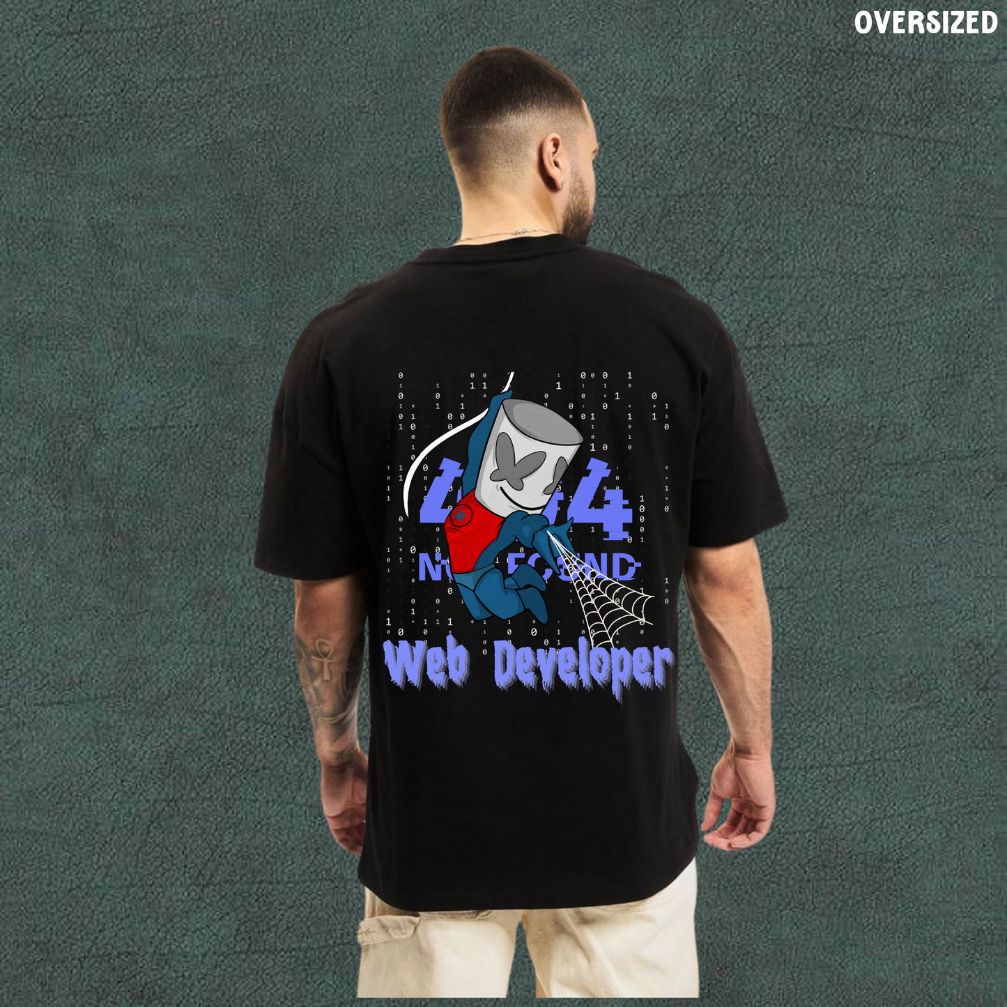 Web Developer 404 | Black Oversized Tshirt