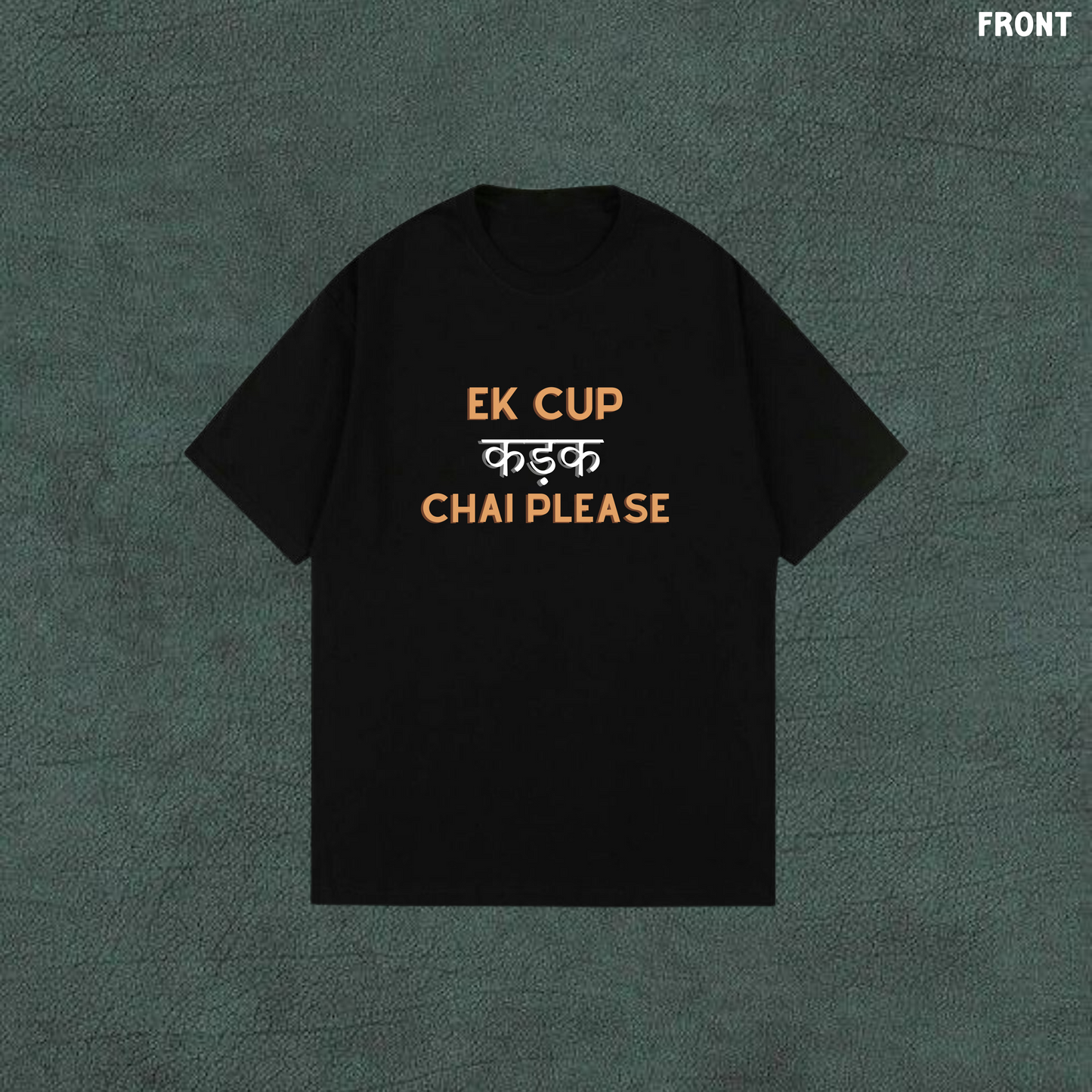 EK Cup Kadak Chai | Black Oversized Tshirt