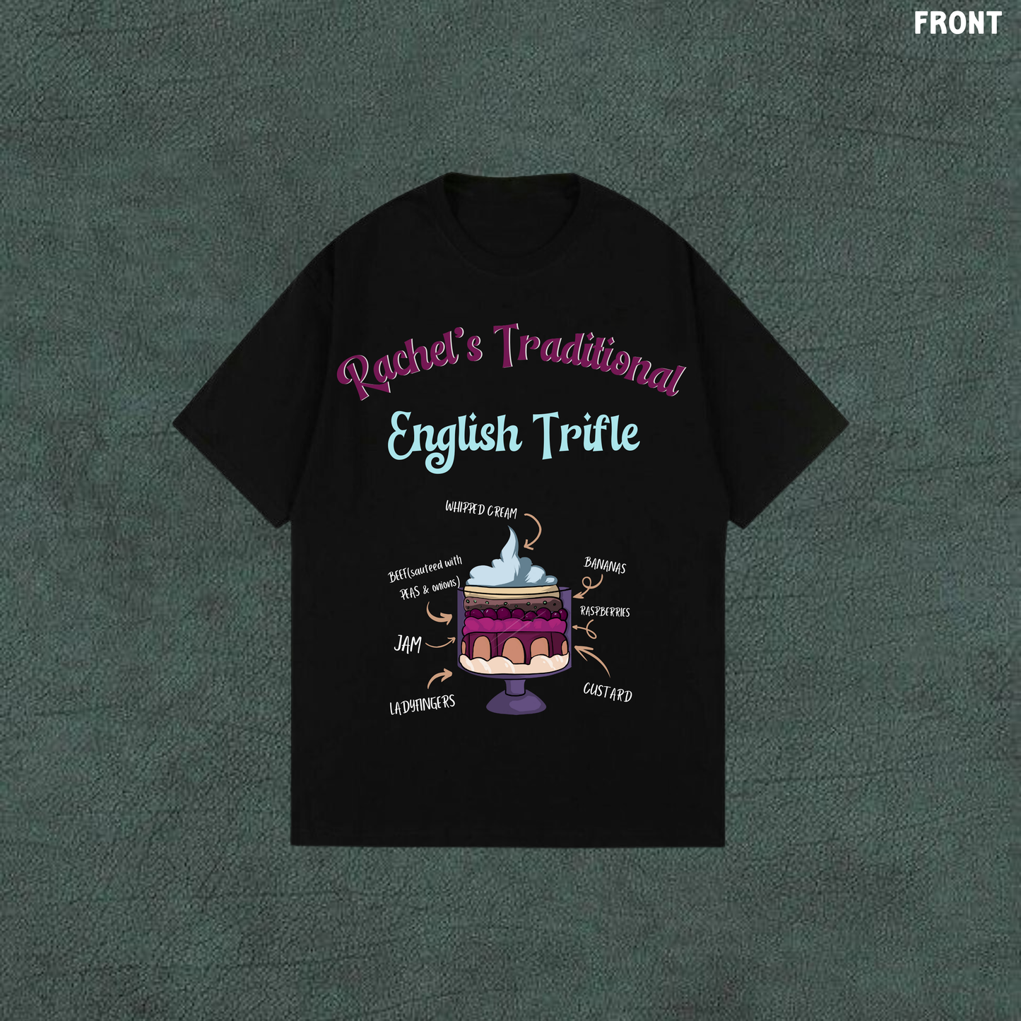 Traditional Cake - F*R*I*E*N*D*S | Black Oversized Tshirt