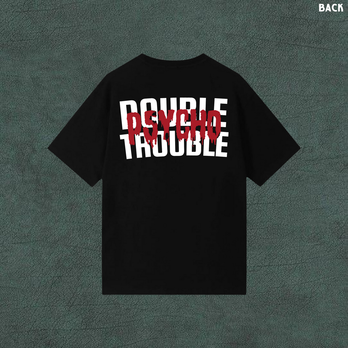 Psycho Double Trouble | Black Oversized Tshirt