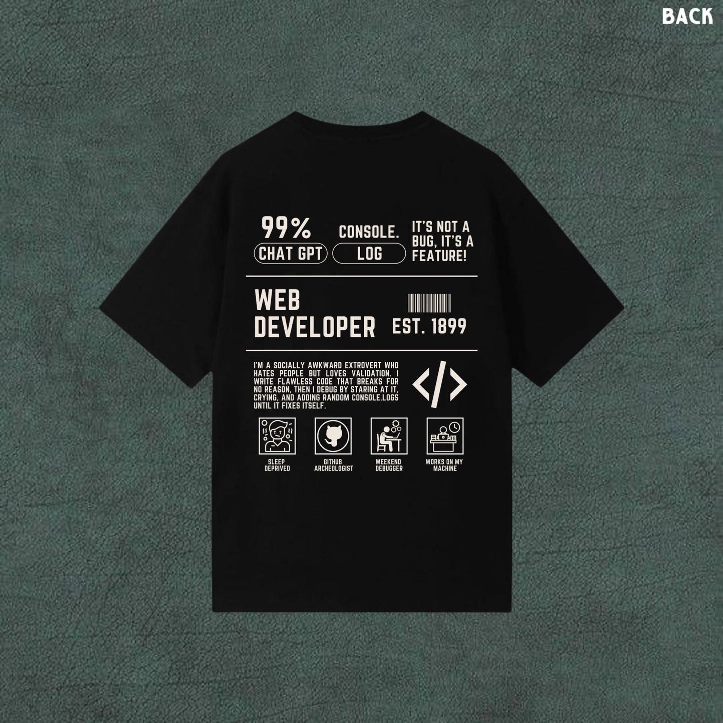 Web Developer | Black Oversized Tshirt