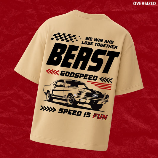 Beast |Beige Oversized T-shirt