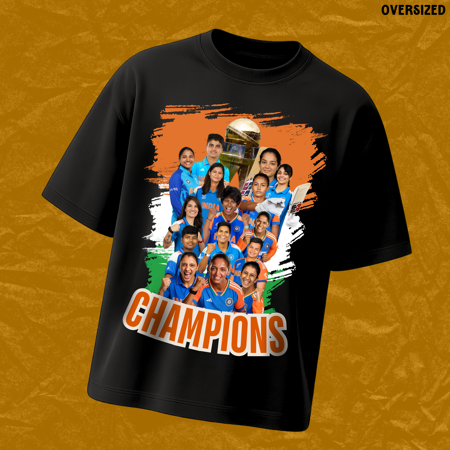 India Women World Champions | Black Oversized Tshirt