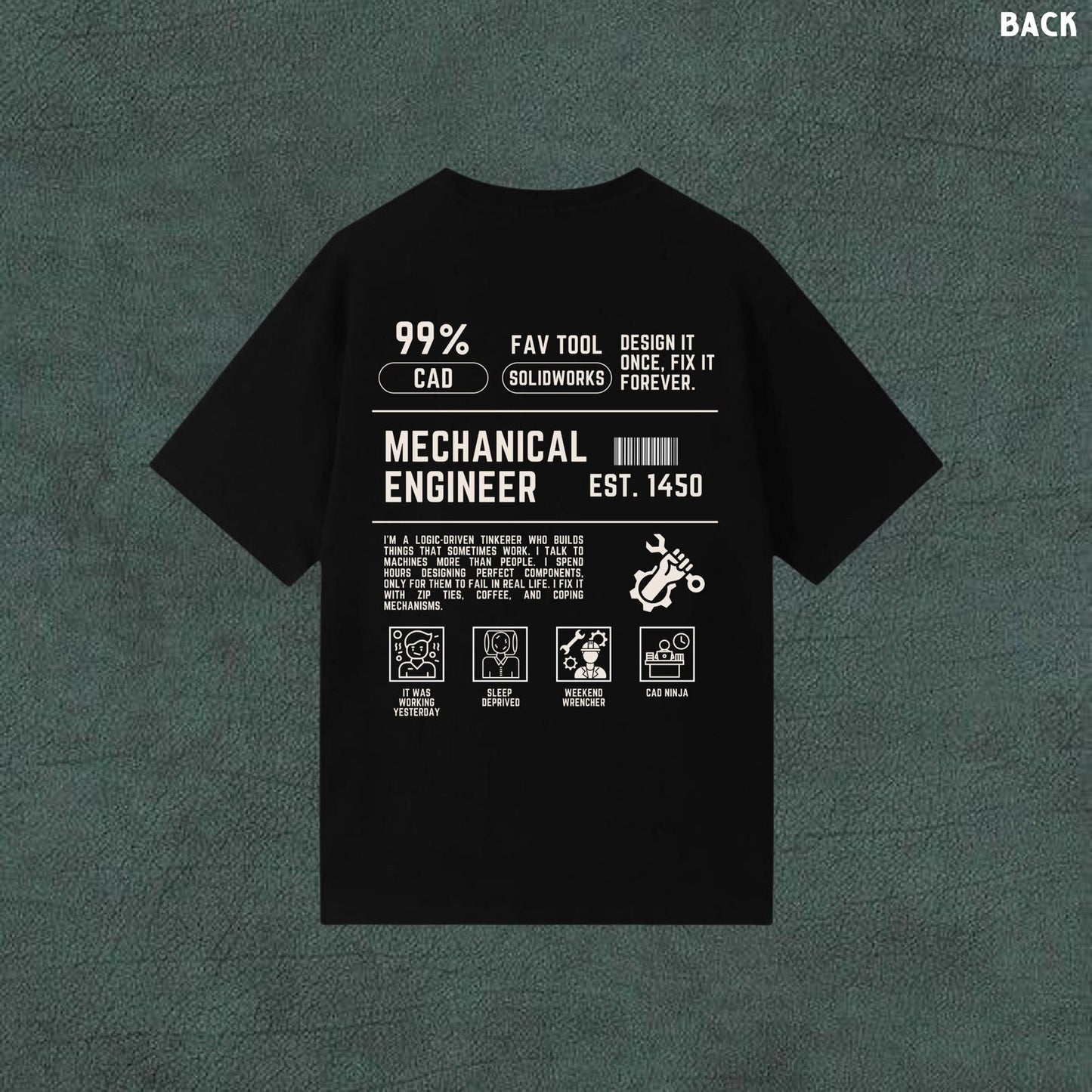 Mechanical Engineer | Black Oversized Tshirt