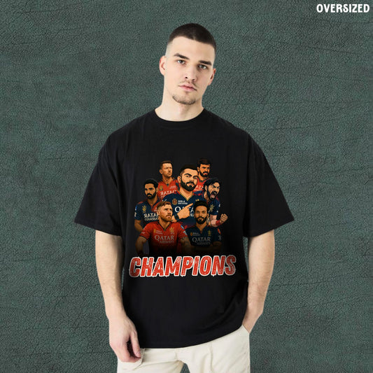 RCB Champions | Black Oversized Tshirt
